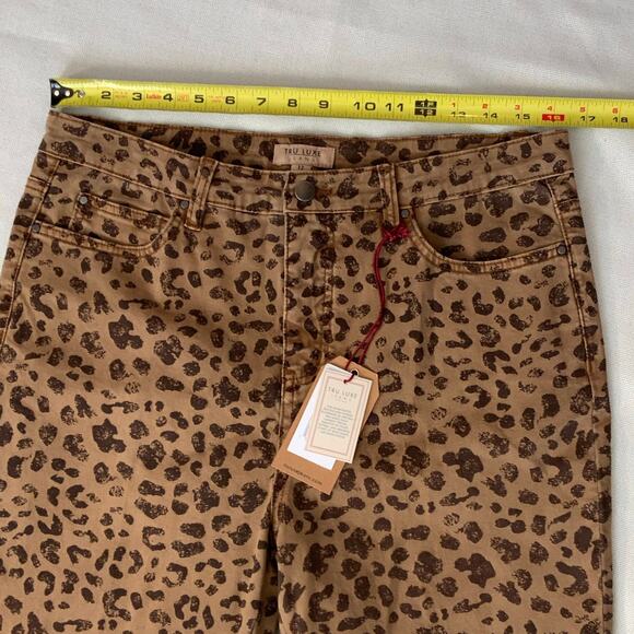 TRU LUXE leopard print hi waist straight jean in brown animal print NWT size 12 - Picture 7 of 11